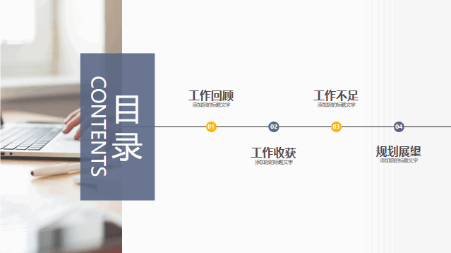 极简蓝黄商务办公风工作计划报告PPT模板 相册第1张图 